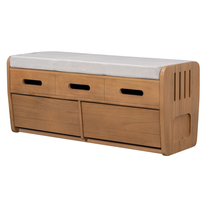 Banc de rangement rustique avec 2 tiroirs et espace de rangement dissimulé