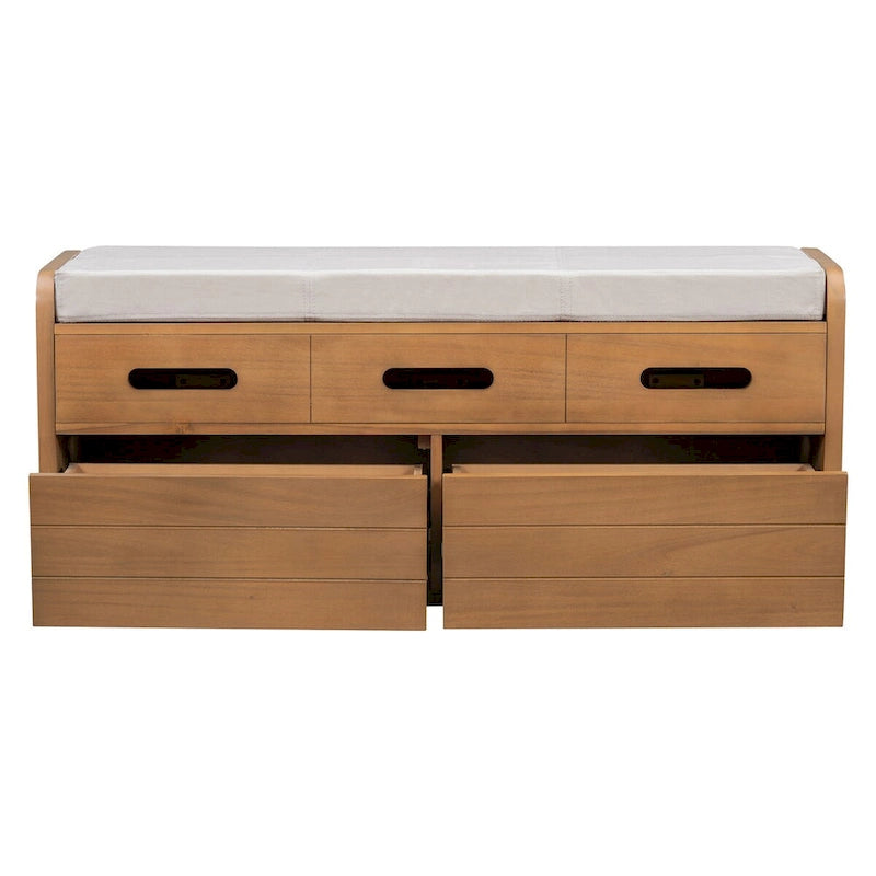 Banc de rangement rustique avec 2 tiroirs et espace de rangement dissimulé