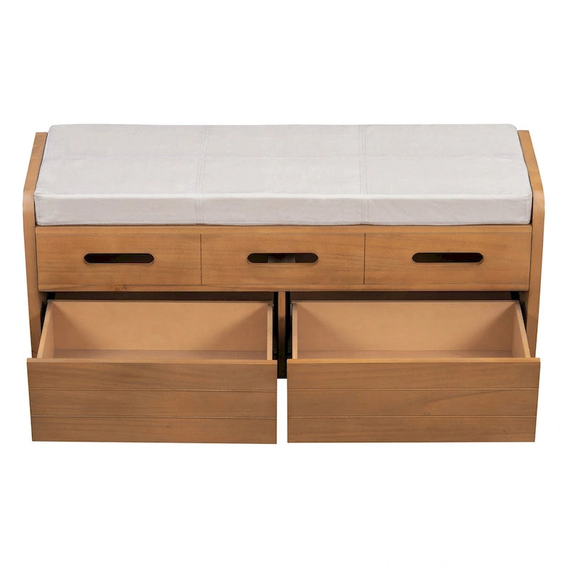 Banc de rangement rustique avec 2 tiroirs et espace de rangement dissimulé