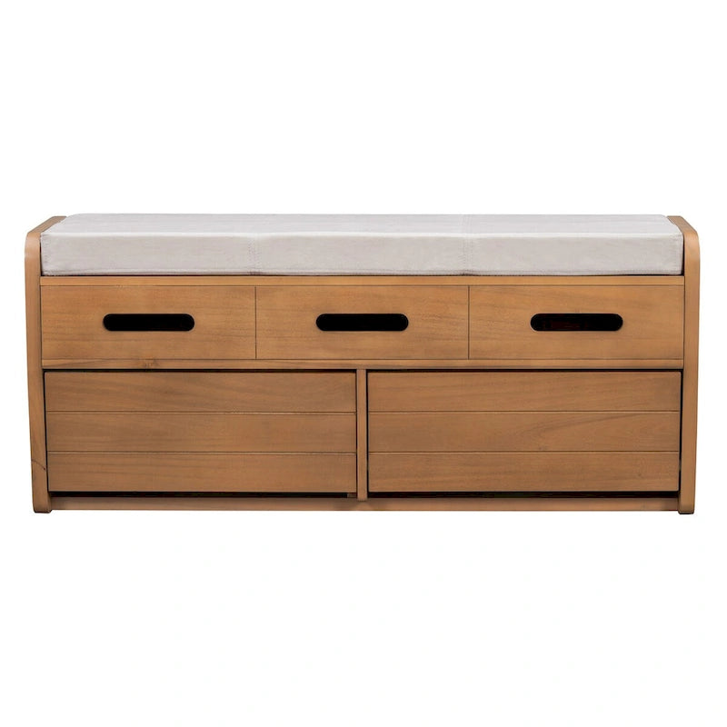 Banc de rangement rustique avec 2 tiroirs et espace de rangement dissimulé