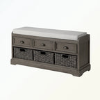 Banc de rangement en bois avec 3 tiroirs et 3 paniers