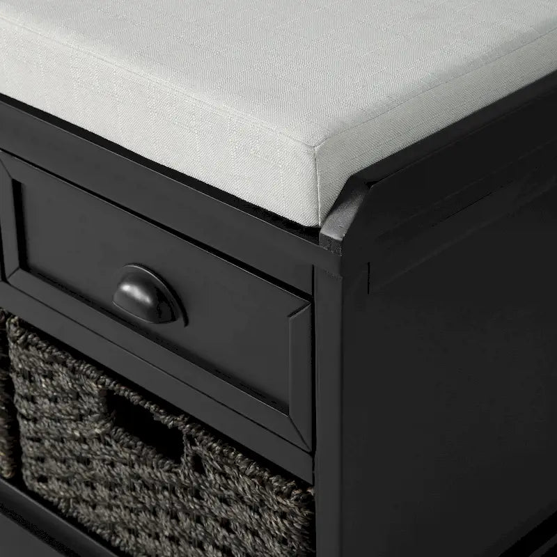 Banc de rangement en bois avec 3 tiroirs et 3 paniers