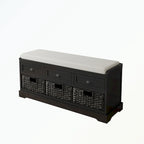 Banc de rangement en bois avec 3 tiroirs et 3 paniers
