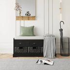Banc de rangement en bois avec 3 tiroirs et 3 paniers