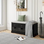 Banc de rangement en bois avec 3 tiroirs et 3 paniers
