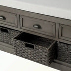 Banc de rangement en bois avec 3 tiroirs et 3 paniers