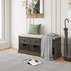 Banc de rangement en bois avec 3 tiroirs et 3 paniers