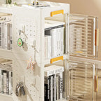 Bibliothèque roulante à 4 niveaux avec roulettes, bacs de rangement grande capacité, organiseur de rangement roulant multifonctionnel et mobile