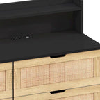 43.316-Commode de rangement en rotin à tiroirs Commode en rotin avec lumières LED et prise de courant, pour chambre, salon
