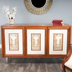 Buffet en cuir et incrustation de coquille de Capiz