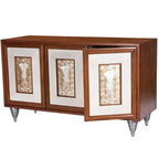 Buffet en cuir et incrustation de coquille de Capiz