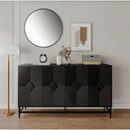 Buffet console en bois laqué noir 4 portes Accent