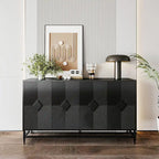 Buffet console en bois laqué noir 4 portes Accent