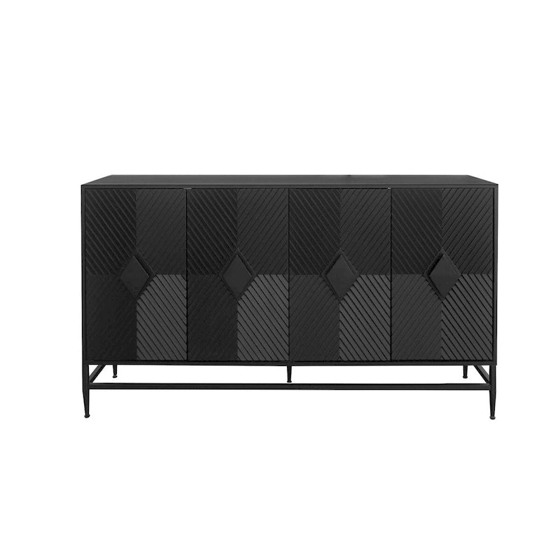 Buffet console en bois laqué noir 4 portes Accent