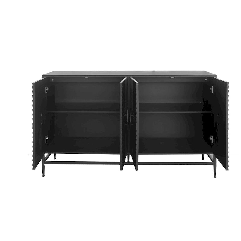 Buffet console en bois laqué noir 4 portes Accent