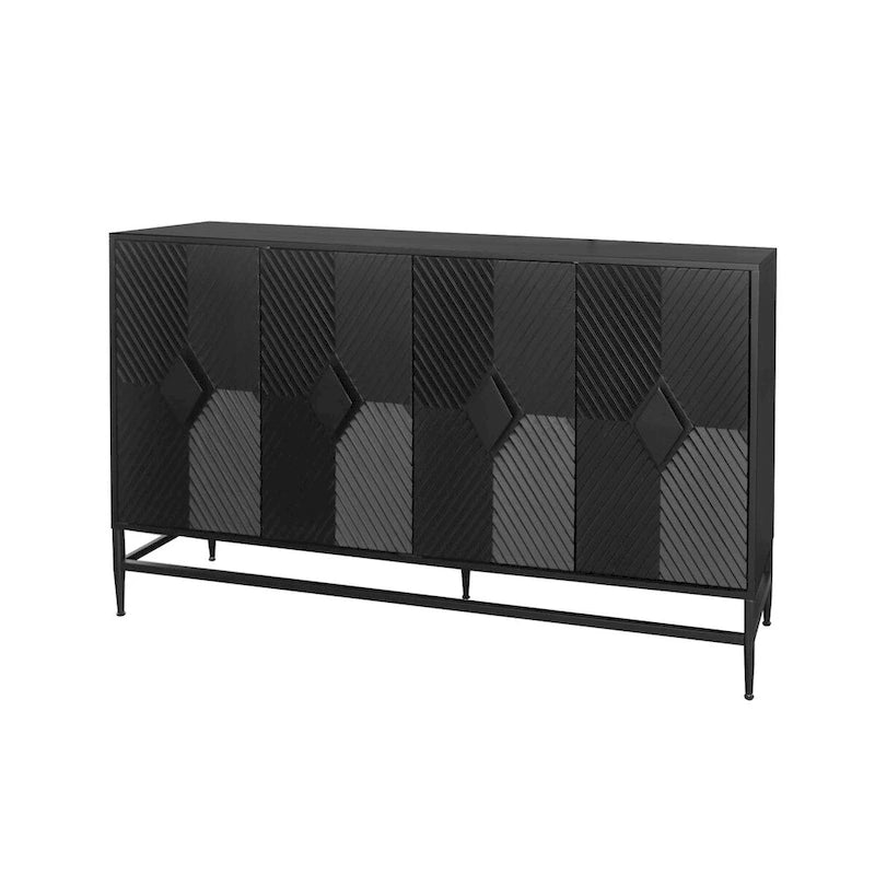 Buffet console en bois laqué noir 4 portes Accent