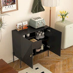 Buffets Meubles Armoires Meuble de bar à café pour la maison, avec tiroirs, 2 armoires et casier à vin 6 bouteilles pour salon (Noir)