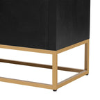 Meuble de style "Luxe Léger" avec pieds de support uniques et étagères réglables, convient pour les salons et les couloirs.