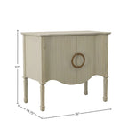 Buffet 2 portes, 36 po, crème vieilli, avec cadre en acajou