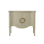 Buffet 2 portes, 36 po, crème vieilli, avec cadre en acajou