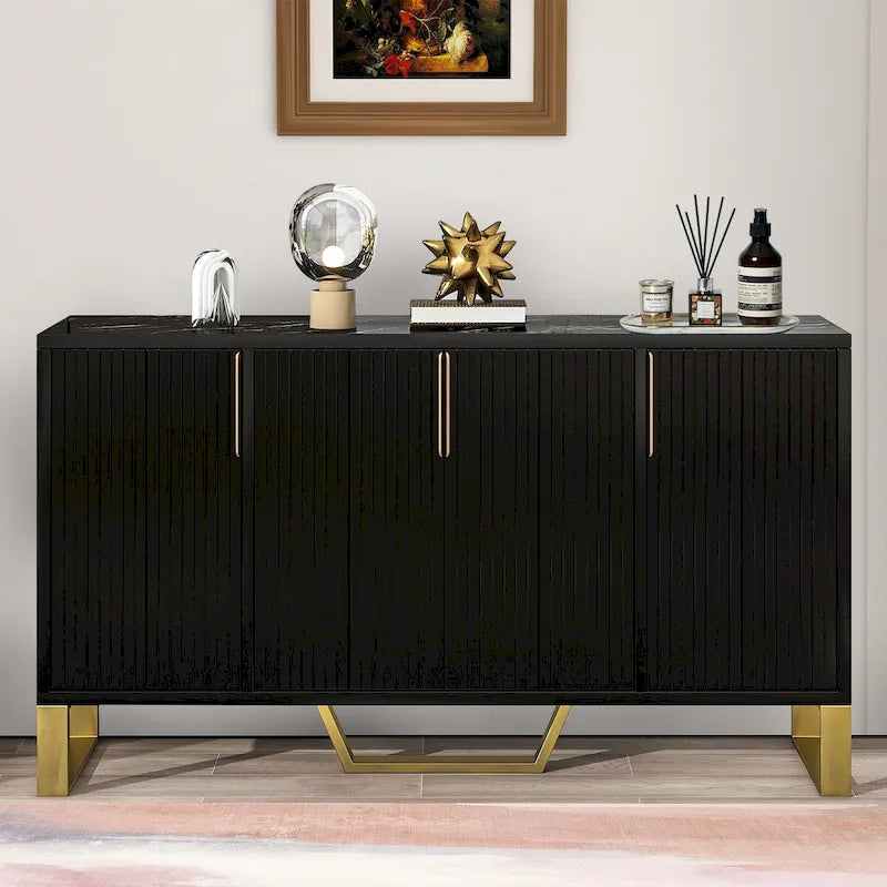 Buffet en bois moderne et élégant avec plateau autocollant imitation marbre