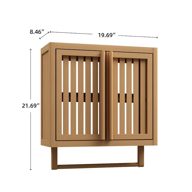 Meuble de salle de bain mural en bambou pour rangement de toilettes