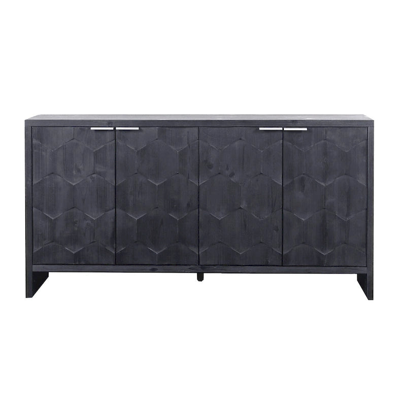 Meuble d'appoint 4 portes en bois de style fermette