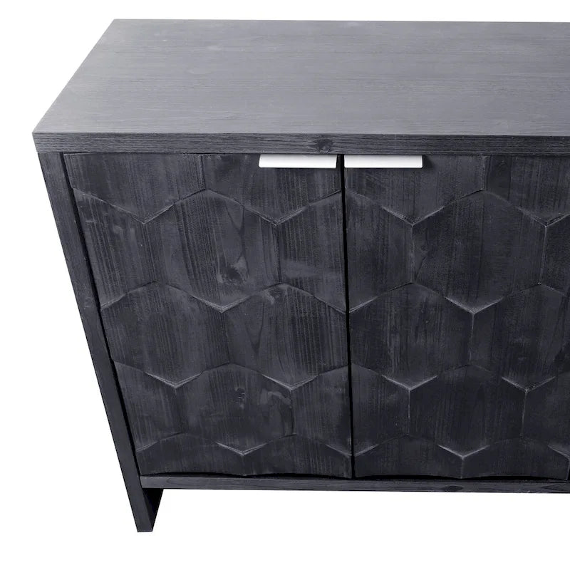 Meuble d'appoint 4 portes en bois de style fermette