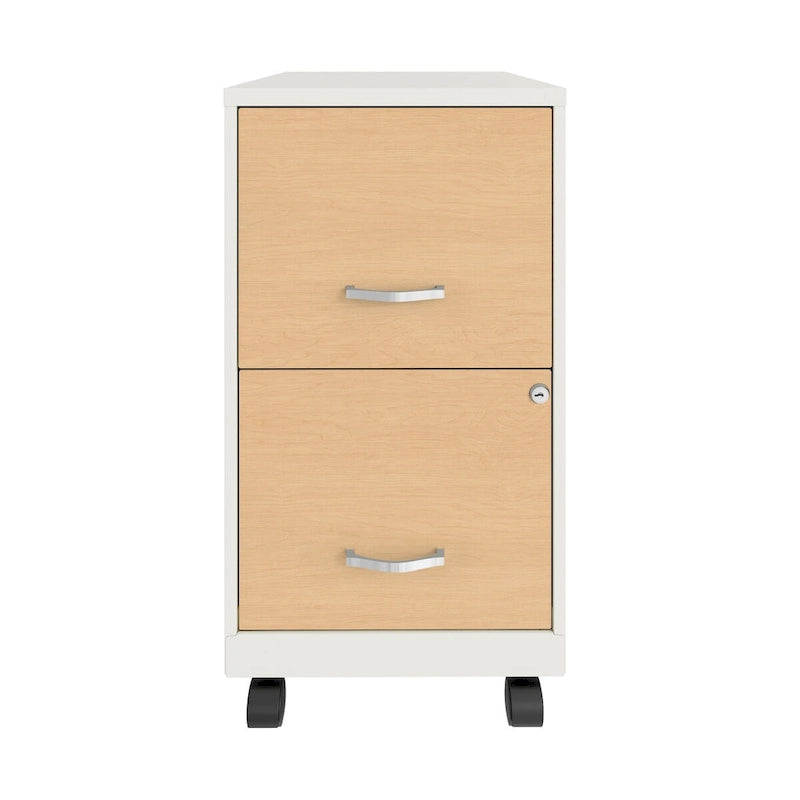 Classeur mobile à 2 tiroirs de 45,7 cm de profondeur avec façades de tiroirs à motif bois