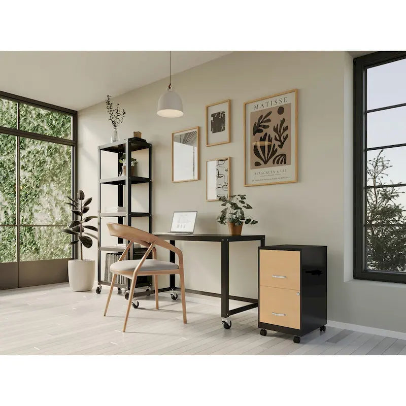 Classeur mobile à 2 tiroirs de 45,7 cm de profondeur avec façades de tiroirs à motif bois