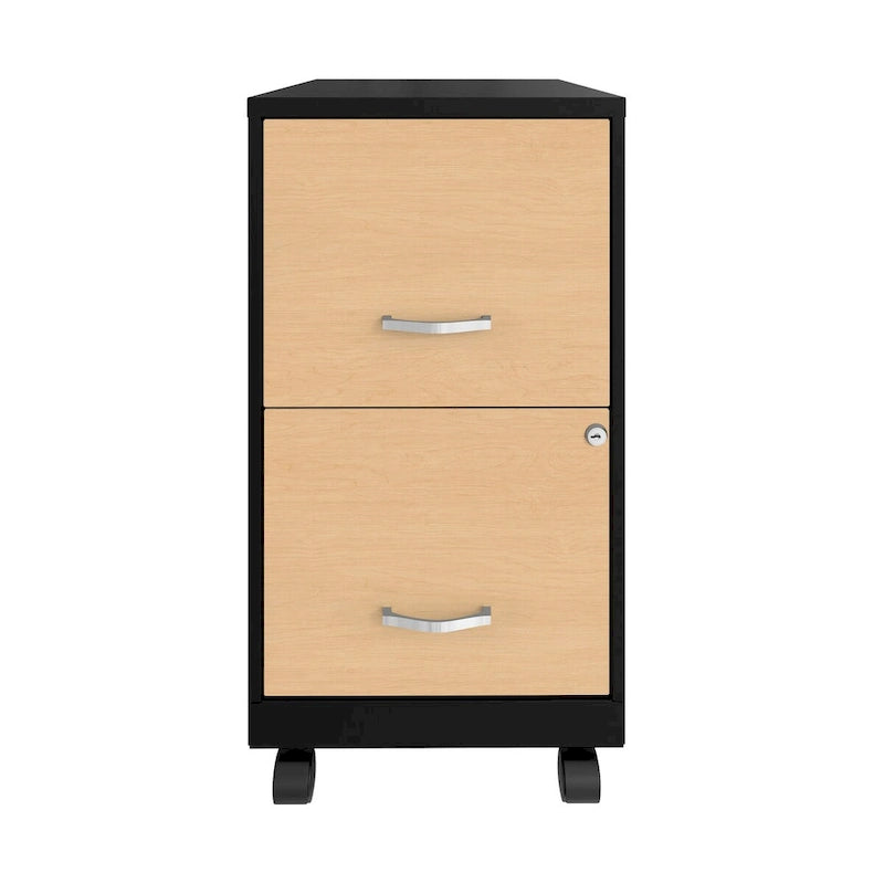 Classeur mobile à 2 tiroirs de 45,7 cm de profondeur avec façades de tiroirs à motif bois