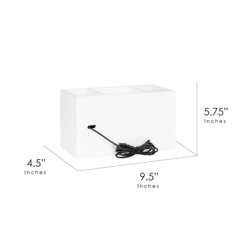 Organisateur de bureau 5 compartiments avec chargeur USB tout-en-un - Blanc