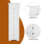 Meuble de Rangement Haut et Étroit pour Salle de Bain avec Portes et 4 Étagères pour Salon, Cuisine, Bureau, Chambre