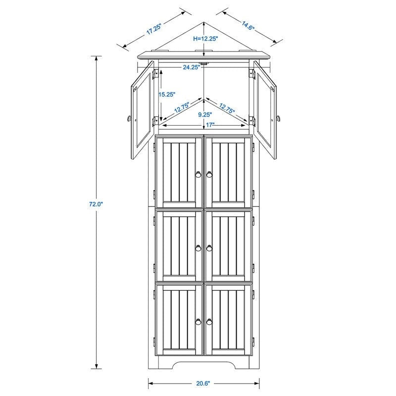 Meuble de Rangement Haut et Étroit pour Salle de Bain avec Portes et 4 Étagères pour Salon, Cuisine, Bureau, Chambre