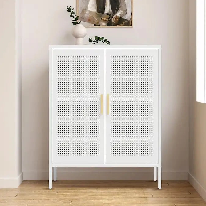 Steel Lockable Garage Storage Cabinet with 2 Doors and 2 Adjustable Shelves