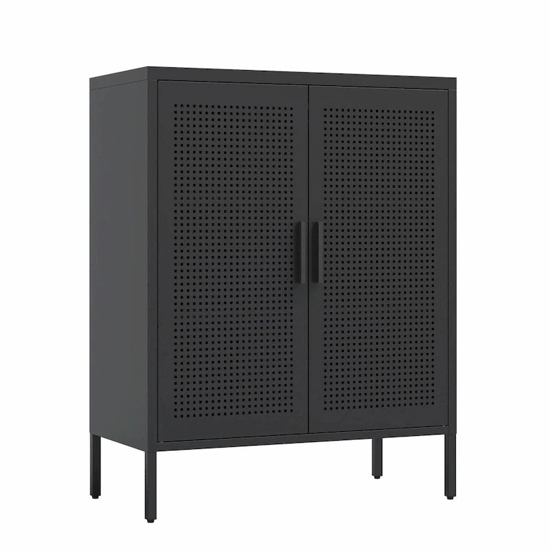 Armoire de rangement de garage en acier verrouillable avec 2 portes et 2 étagères réglables