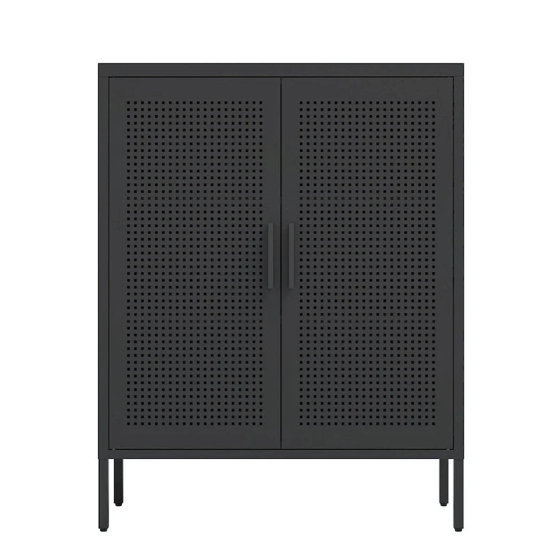 Armoire de rangement de garage en acier verrouillable avec 2 portes et 2 étagères réglables