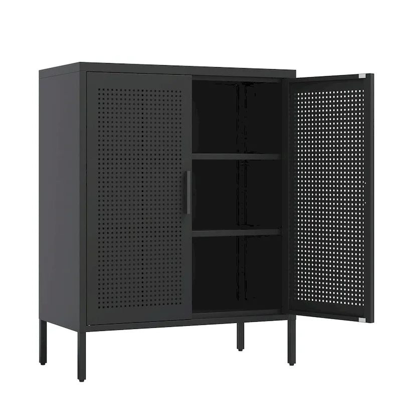 Armoire de rangement de garage en acier verrouillable avec 2 portes et 2 étagères réglables