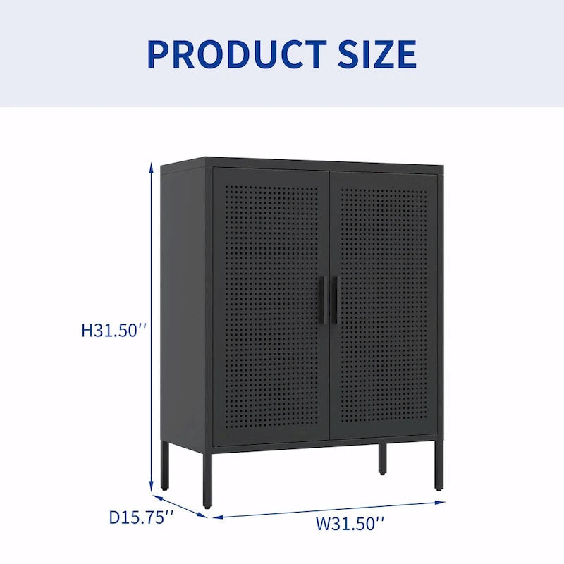 Armoire de rangement de garage en acier verrouillable avec 2 portes et 2 étagères réglables