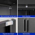Armoire de rangement de garage en acier verrouillable avec 2 portes et 2 étagères réglables