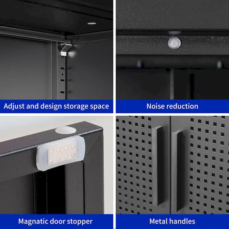 Armoire de rangement de garage en acier verrouillable avec 2 portes et 2 étagères réglables