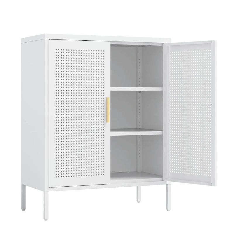 Armoire de rangement de garage en acier verrouillable avec 2 portes et 2 étagères réglables