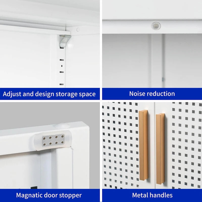 Armoire de rangement de garage en acier verrouillable avec 2 portes et 2 étagères réglables