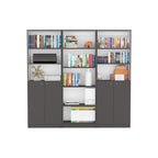 Bibliothèque à double armoire 5 étagères de 74 po de largeur – Ensemble de 3
