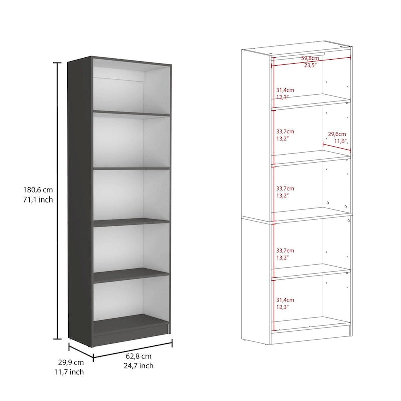 Bibliothèque à double armoire 5 étagères de 74 po de largeur – Ensemble de 3
