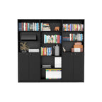 Bibliothèque à double armoire 5 étagères de 74 po de largeur – Ensemble de 3