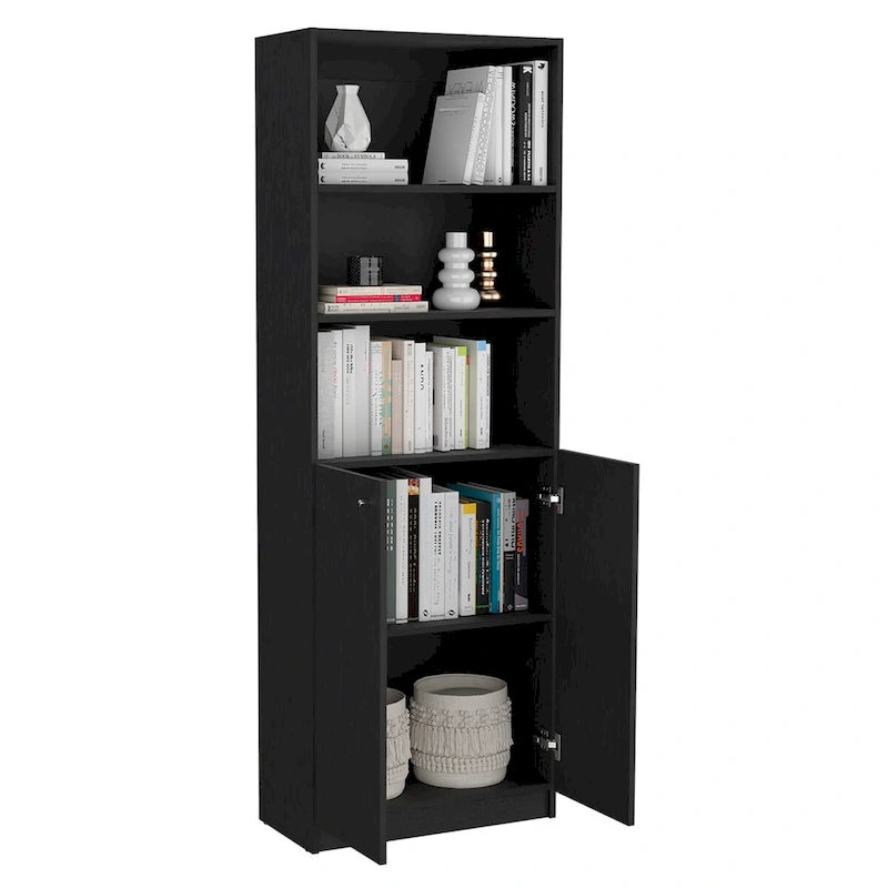Bibliothèque à double armoire 5 étagères de 74 po de largeur – Ensemble de 3