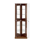 Vitrine d'angle avec éclairage, étagères réglables en verre trempé, fond miroir