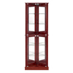 Vitrine d'angle avec éclairage, étagères réglables en verre trempé, fond miroir