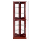 Vitrine d'angle avec éclairage, étagères réglables en verre trempé, fond miroir